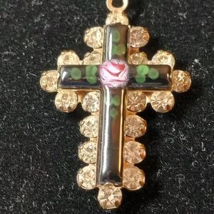 Vintage Enamel Cross Necklace